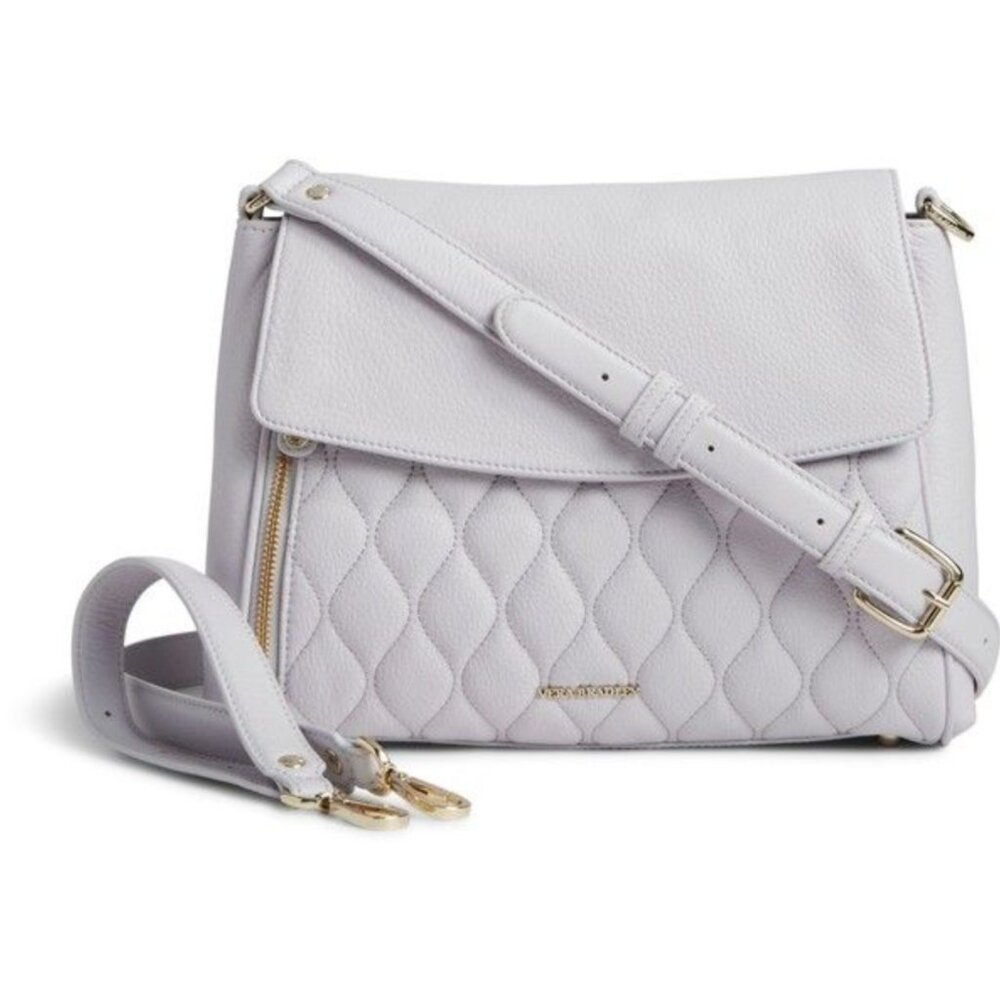 Vera Bradley Cara Convertible Leather Shoulder Crossbody Bag Cloud Gray